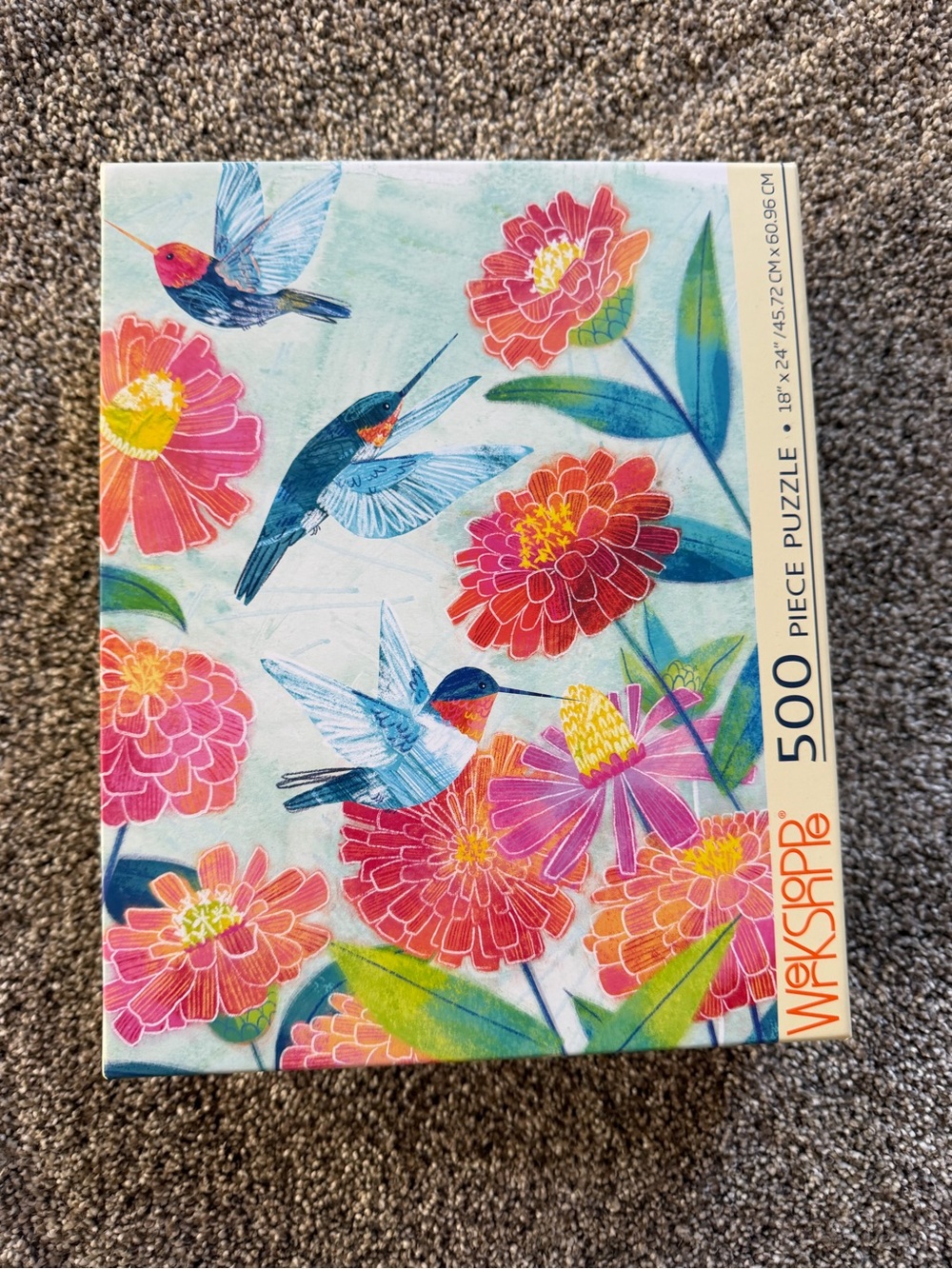 500-Piece Floral Hummingbirds Puzzle - Pink & Blue